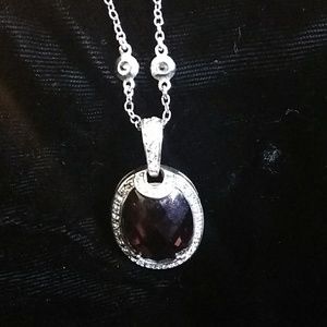 Silver with ruby stone necklace